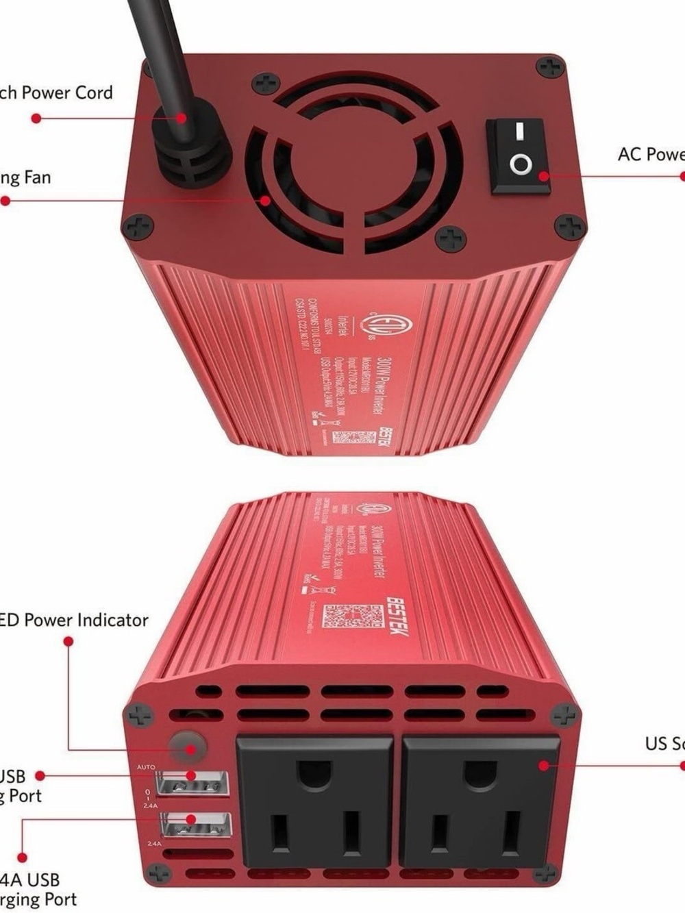 BESTEK Power Inverter - Picture 3 of 9